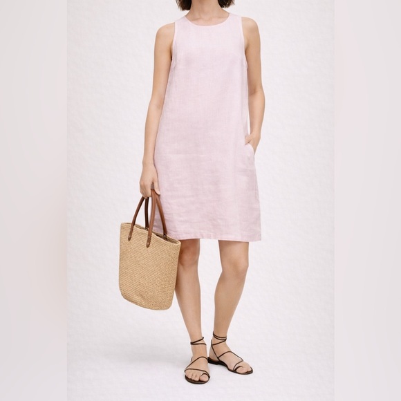 J. Crew Dresses & Skirts - J. Crew Button back linen shift dress AY634 Pink Size Medium
